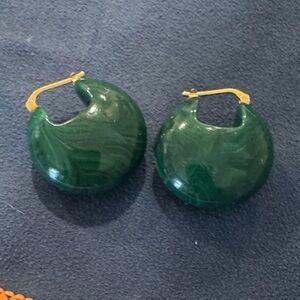 J. Crew Green and Gold Hoop Earrings